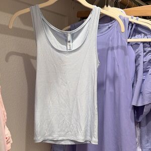 Skims Stretch Cotton Light Blue Ribbed Tank Top